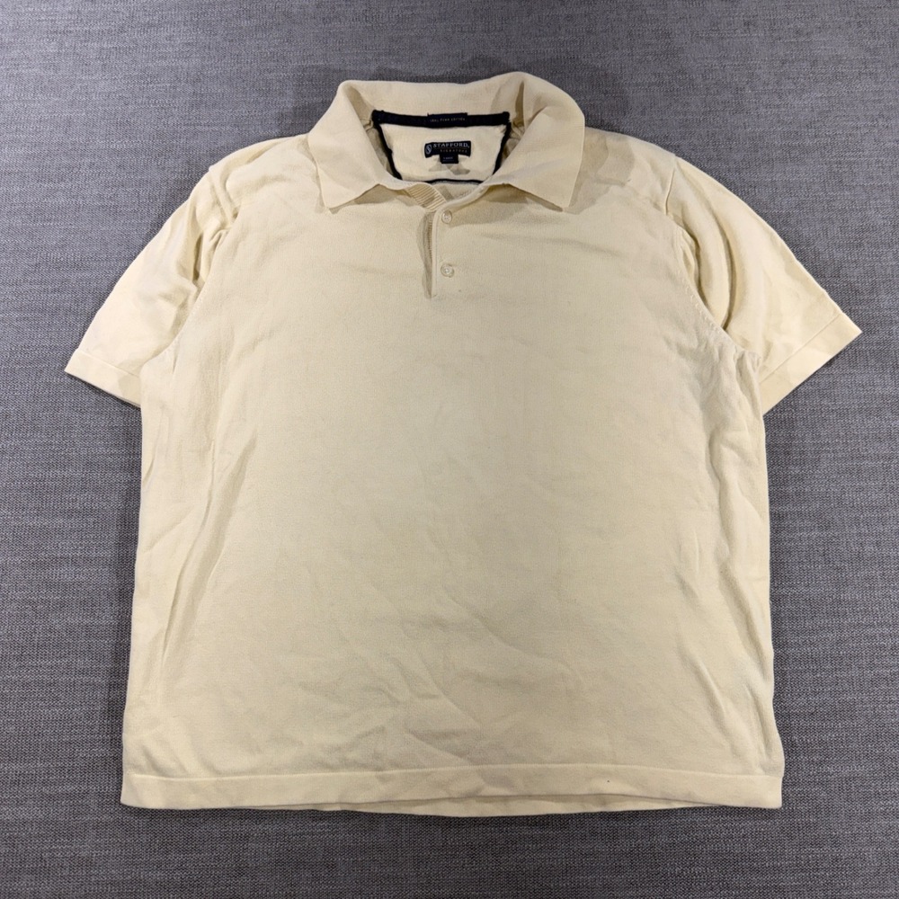 Stafford Polo Shirt Mens Large Yellow Good‎ Pima Cotton Short Sleeve Knit Top